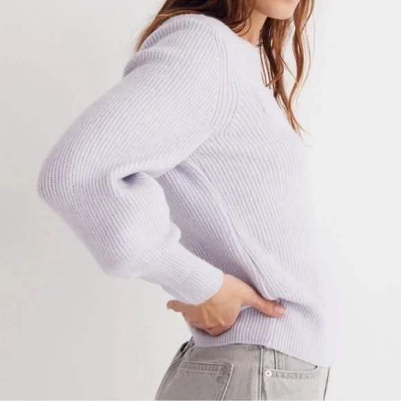 Madewell Melwood Square Neck Wool Blend Sweater in Coziest Yarn Lilac Small - Picture 10 of 10